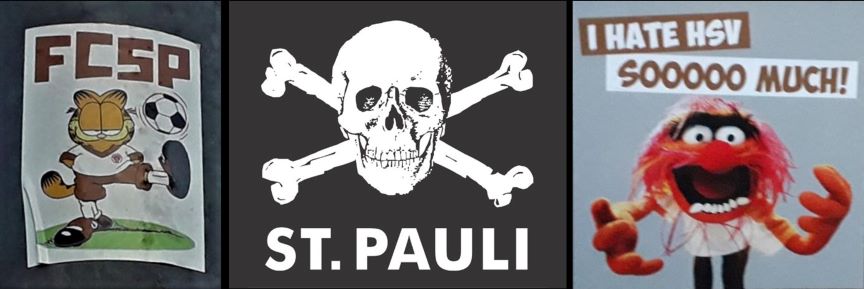 stickers of German football team St Pauli, with skull and   a Muppets character